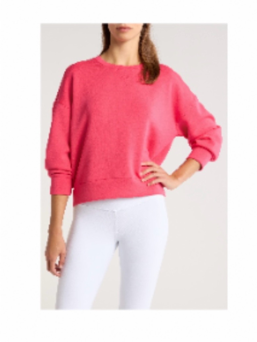 SPANX AirEssentials Crewneck Sweatshirt in Bright Pink(Cerise)